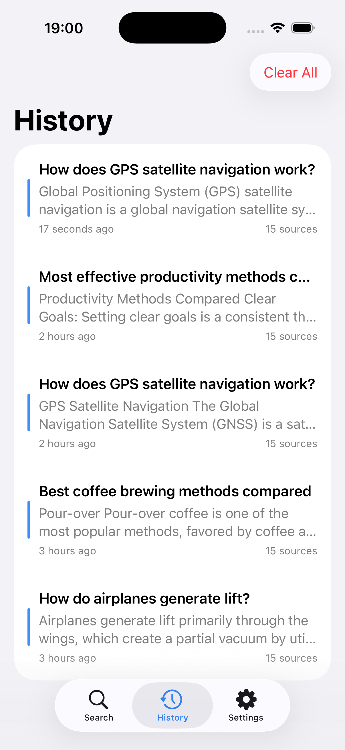 AISight search history — all data stored on device
