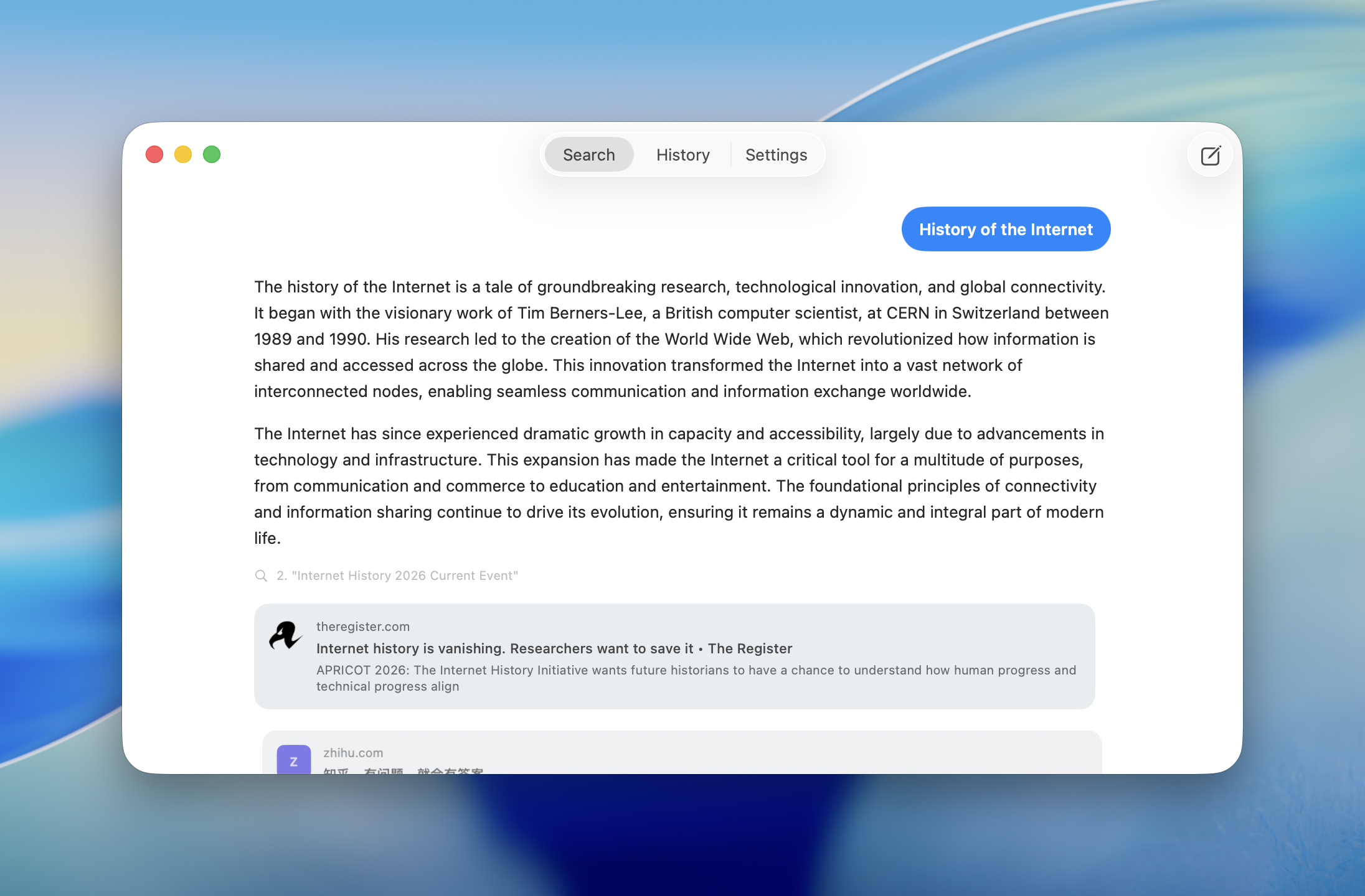 AISight on Mac — AI-generated answer with citations